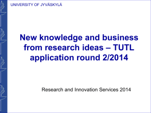 New knowledge and business from research ideas * TUTL