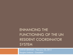 Enhancing the functioning of the un resident coordinator