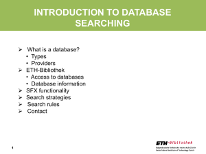 INTRODUCTION TO DATABASE SEARCHES - ETH