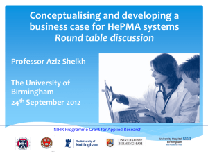 HePMA Workshop 24th September 2012