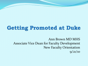 Faculty Promotion Pathway - Duke University School of Medicine
