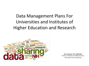 Data Management Repositories for Universities