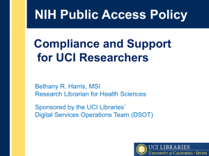 NIH Public Access Policy Compliance September 2013 QRAM