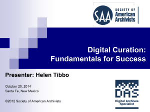 Digital Curation - Society of American Archivists