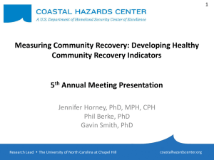 Measuring Recovery Through Healthy Community Indicators