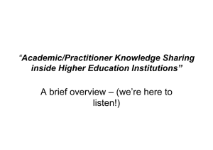 Academic Practitioner Knowledge Sharing inside Higher Education