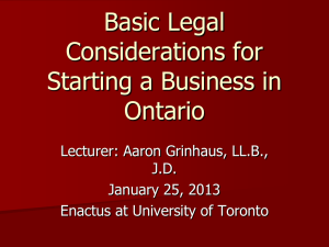 Basic Legal Considerations for Starting a Business in Ontario