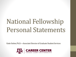 NSF Applications and Personal Statements
