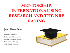 MENTORSHIP, INTERNATIONALISING RESEARCH AND THE NRF