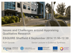 Issues and Challenges around Appraising Qualitative