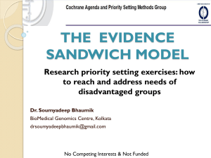 Evidence Sandwich Model - Cochrane Agenda and Priority Setting