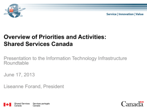 Overview of Priorities and Activities