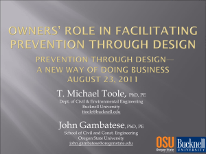 Owners` Role in Facilitating Prevention through Design Prevention