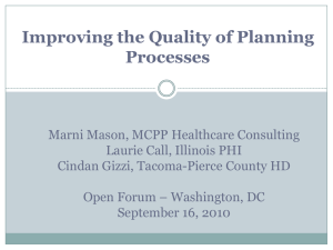 Improving the Quality of Planning Processes