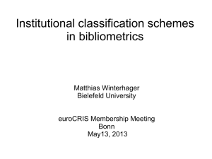 1. M. Winterhager (Institutional classification systems in