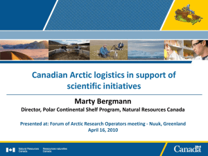 Marty Bergmann`s presentation - Forum of Arctic Research Operators