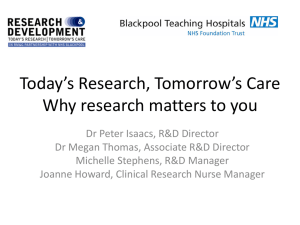 Presentation from the talk. - Blackpool, Fylde and Wyre Hospitals
