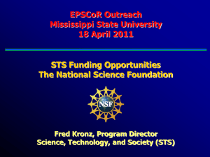 NSF Program Director Fred Kronz`s Presentation