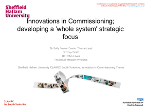 Innovation in Commissioning Theme - CLAHRC SY
