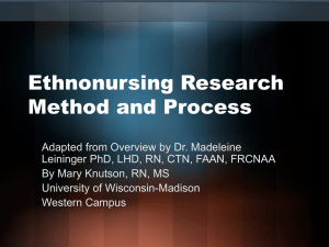 Ethnonursing Research Method and Process
