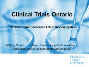 supports for the cto streamlined research ethics review system