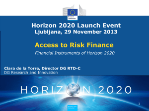 "Access to Risk Finance" in HORIZON 2020