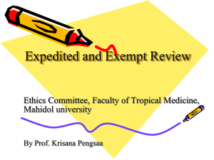 Expedited and Exempt Review - คณะ กรรมการ จริยธรรม การ วิจัย ใน