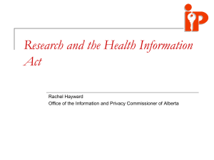 Research and the Health Information Act