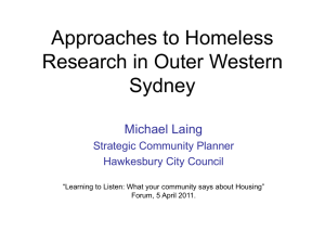 Approaches to Homeless Research in Outer Western Sydney