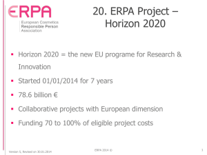 20. ERPA Project – Horizon 2020