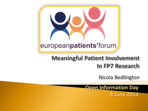 Meaningful Patient Involvement in FP7 Research