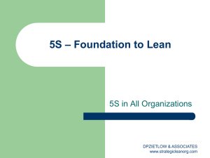5S * Foundation to Lean - dpzietlow & associates llc