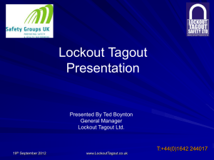 Lockout Tagout - Ayrshire Occupational Health & Safety Group