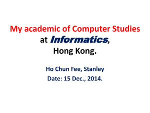 My academic of Computer Studies at Informatics, Hong Kong. Ho