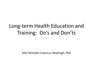 Long-term Health Education and Training: Do*s and Don*ts