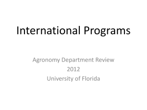 International Programs - Agronomy Department, Institute of Food