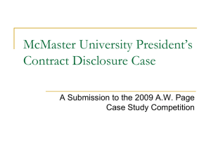 McMaster University President`s Contract Disclosure Case
