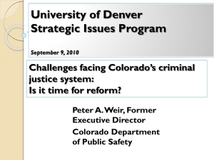 University of Denver Strategic Issues Program September 9, 2010