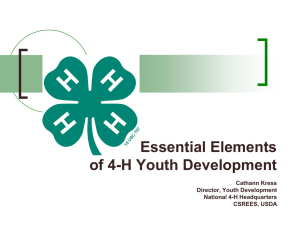 Essential Elements of 4-H Youth Development Cathann Kress