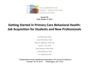 Getting Started in Primary Care Behavioral Health