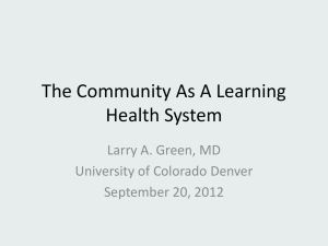 The Community As A Learning Health System