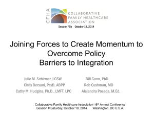 Joining Forces to Create Momentum to Overcome Policy Barriers to