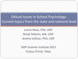 tasp si ethics - Texas Association of School Psychologists