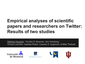Empirical analyses of scientific papers and researchers on Twitter