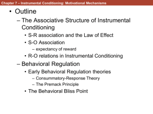 Instrumental Conditioning: Motivational Mechanisms