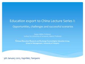 Education export to China: opportunities, challenges and possible