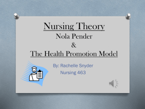 Nursing Theory: Nola Pender & The Health Promotion Model