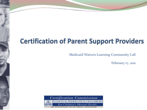 Certification of Parent Support Providers