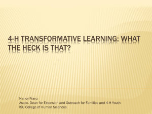 Transformative Learning - 4-H Youth Development Program