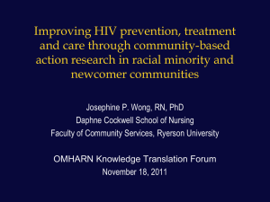 HIV prevention and care in racial minority & newcomer communities